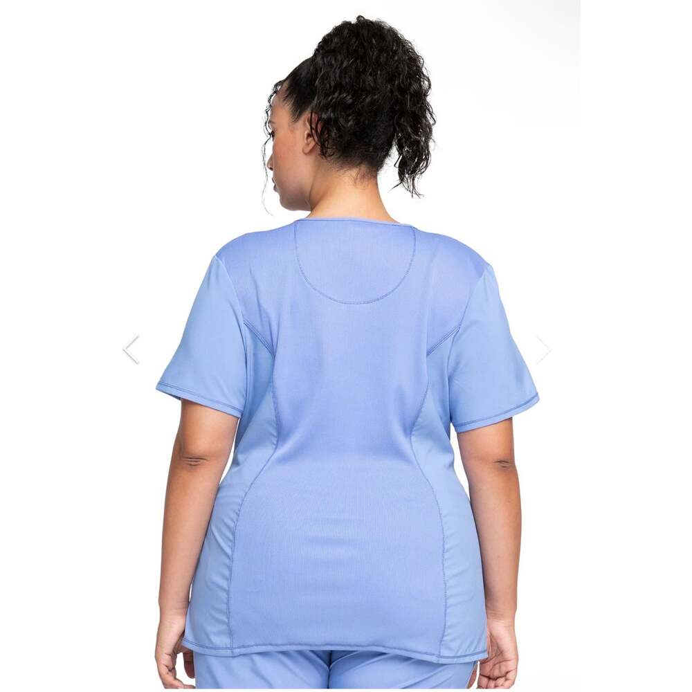 Cherokee Infinity Round Neck Scrub Top, Ciel Blue, Women's Plus Size 2XL - Picture 2 of 9